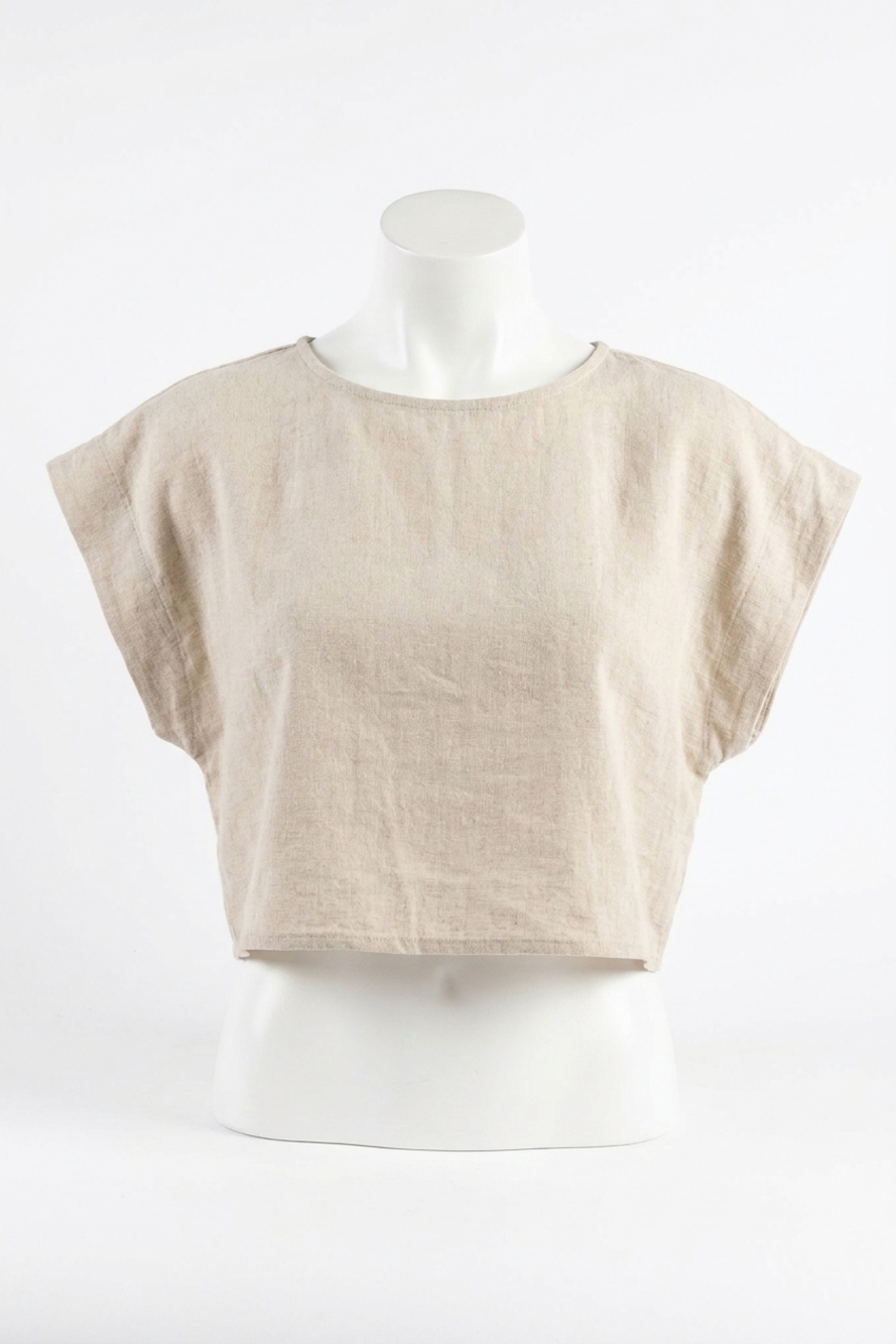 NEW ELAN dune lounge crop top in soft sand